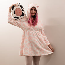 Load image into Gallery viewer, Strawberry Cow Hoodie Dress