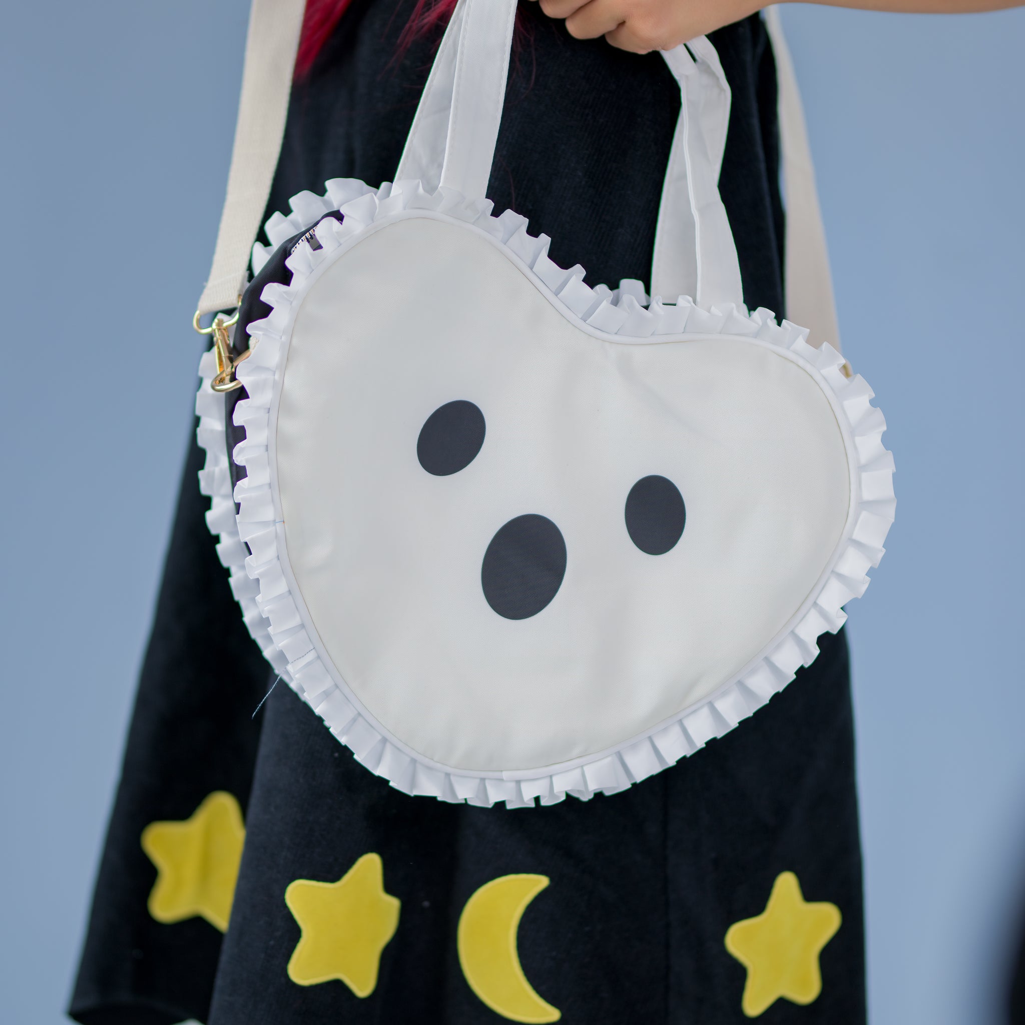 Online Heart Shaped Ghosts Handbag in Black