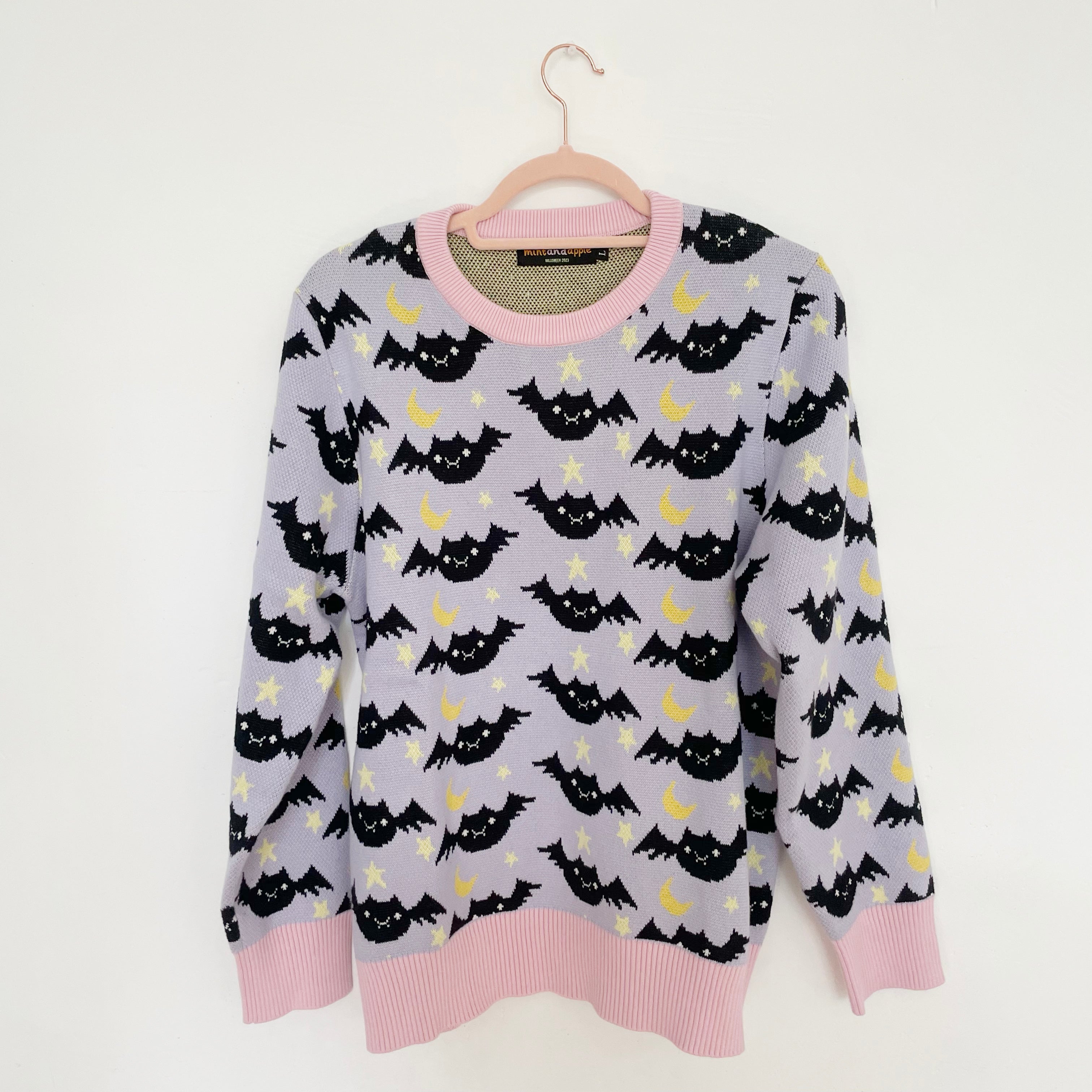 トップス Psycho Apparel Bat Night Sweater Short Bat Knit Jumper – mintandapple US