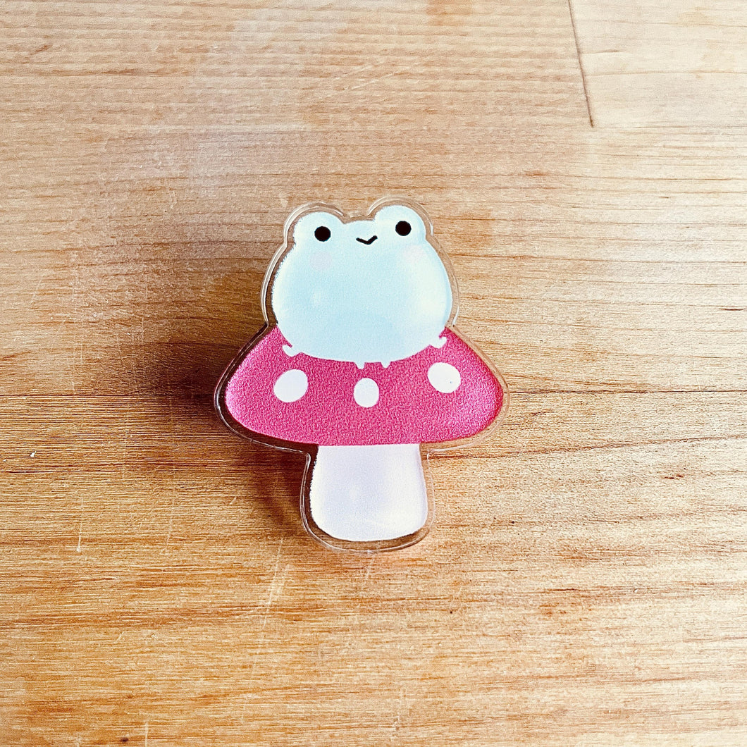 Frog Mushroom Acrylic Pin