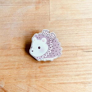 Cozy Hedgehog Wooden Pin