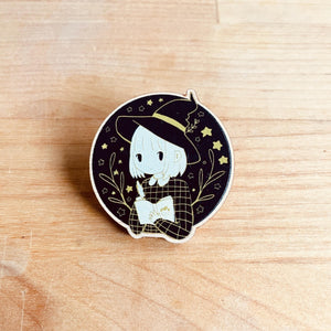 Grid Witch Wooden Pin